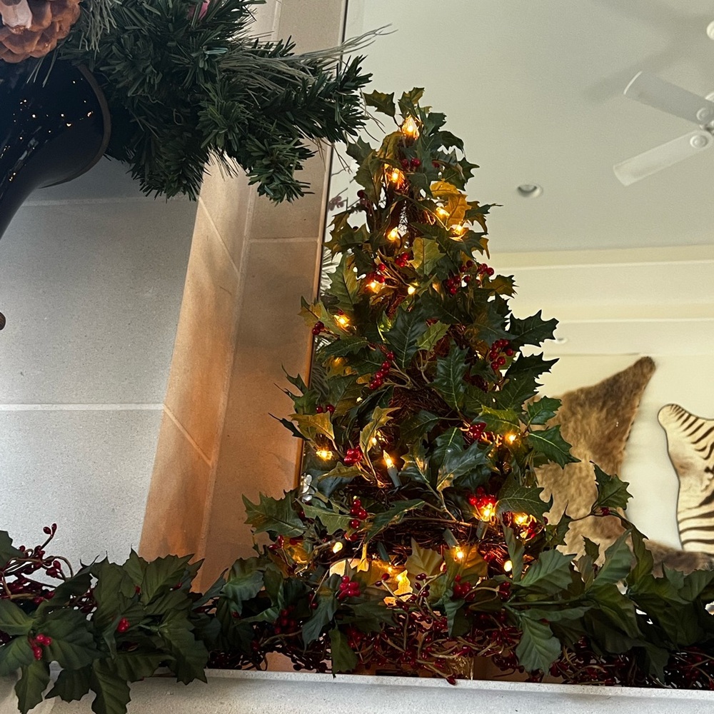 Set of 2 Lighted Berry Christmas Trees Holiday Decor - Picture 15 of 16